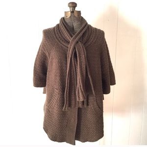 Anthropologie Sparrow poncho sweater small brown